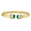 Green pyramid art deco cuff in solid 14K yellow gold