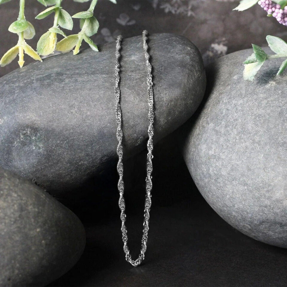 14K White Gold Singapore Chain 1.80mm