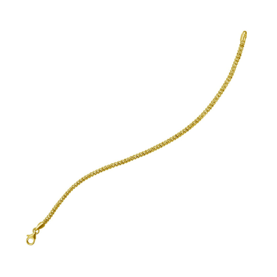 14K Yellow Gold Sparkle Spring Chain Bracelet