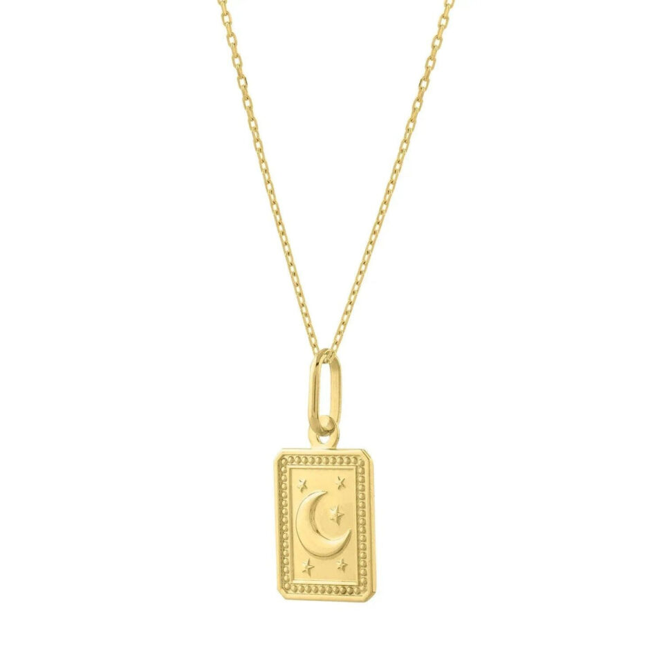 14K Yellow Gold Moon Necklace