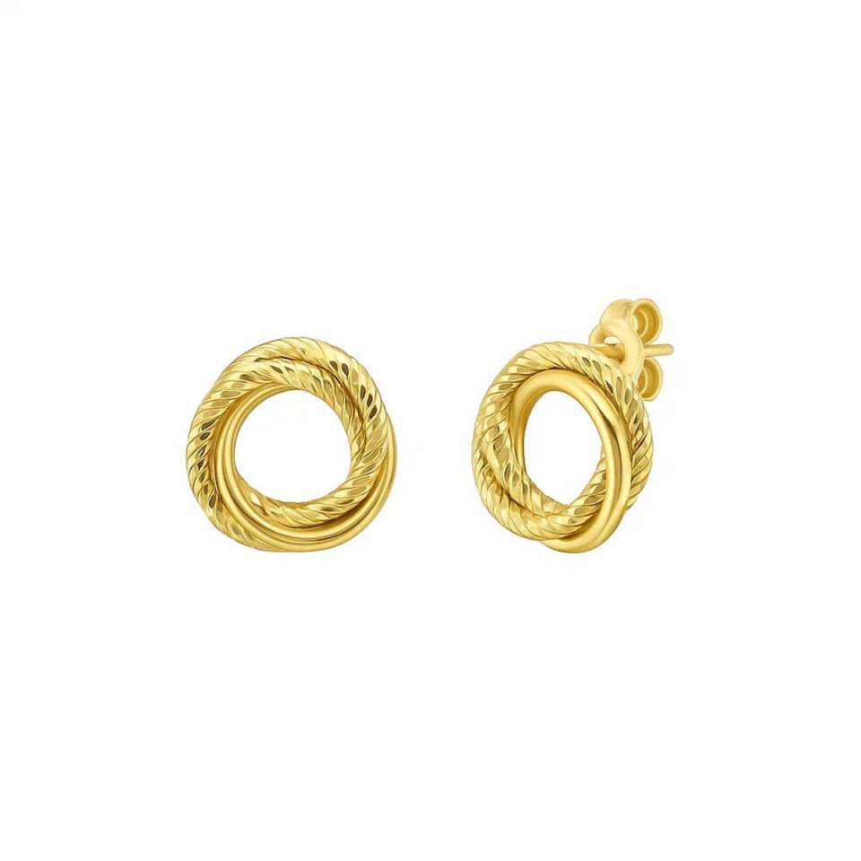 14K Yellow Gold Diamond Cut Interlocking