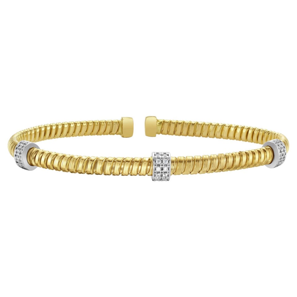 14K Yellow Gold Lab-Grown Diamond Triple Station Tubogas
