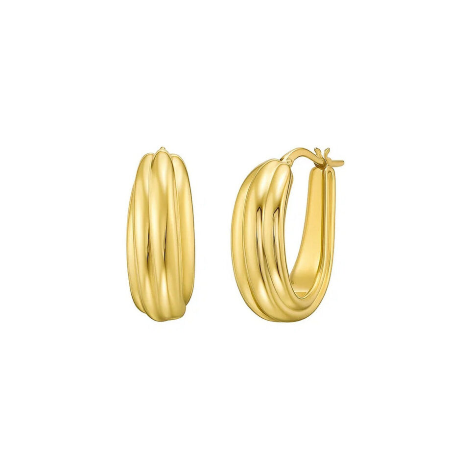 Polished Oval Hoop Earrings, 14K Yellow Gold