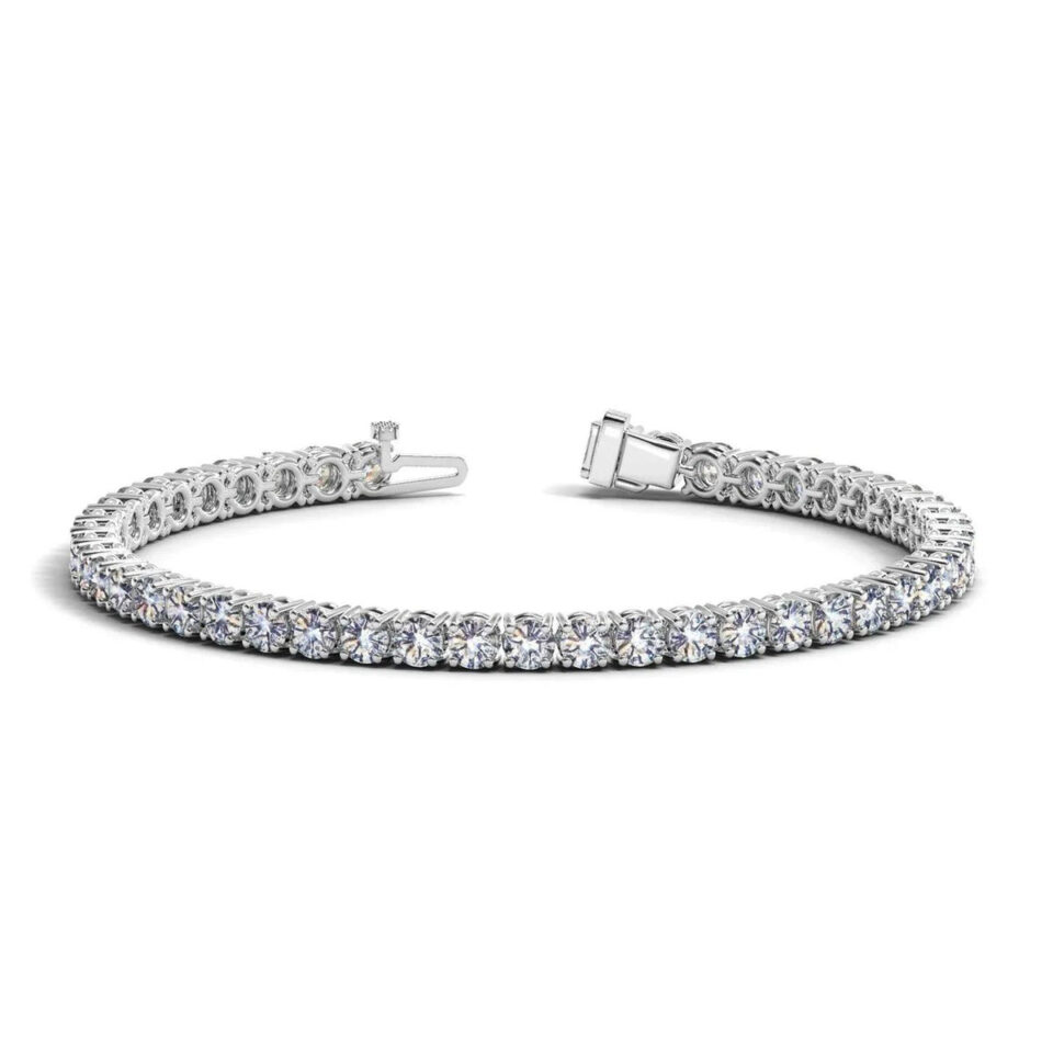 14K White Gold Lab-Grown Diamond Round Tennis Bracelet