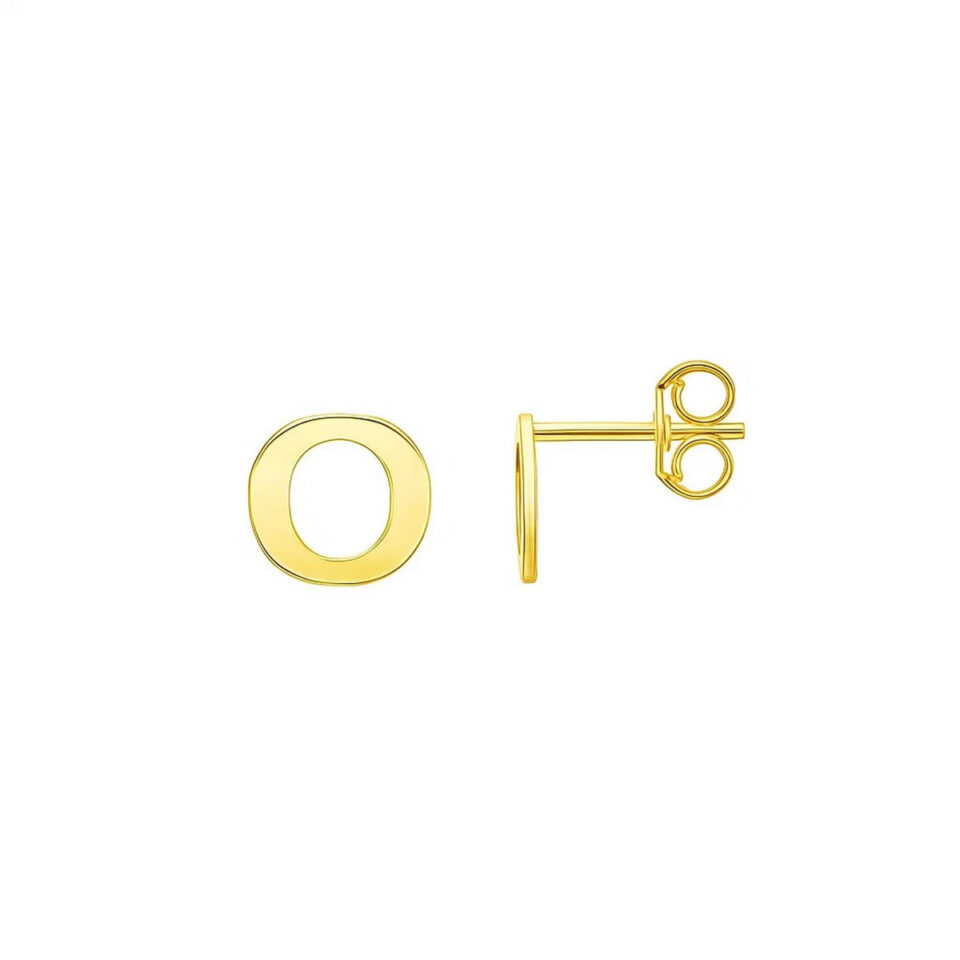 14K Yellow Gold Yours Truly Initial O Stud