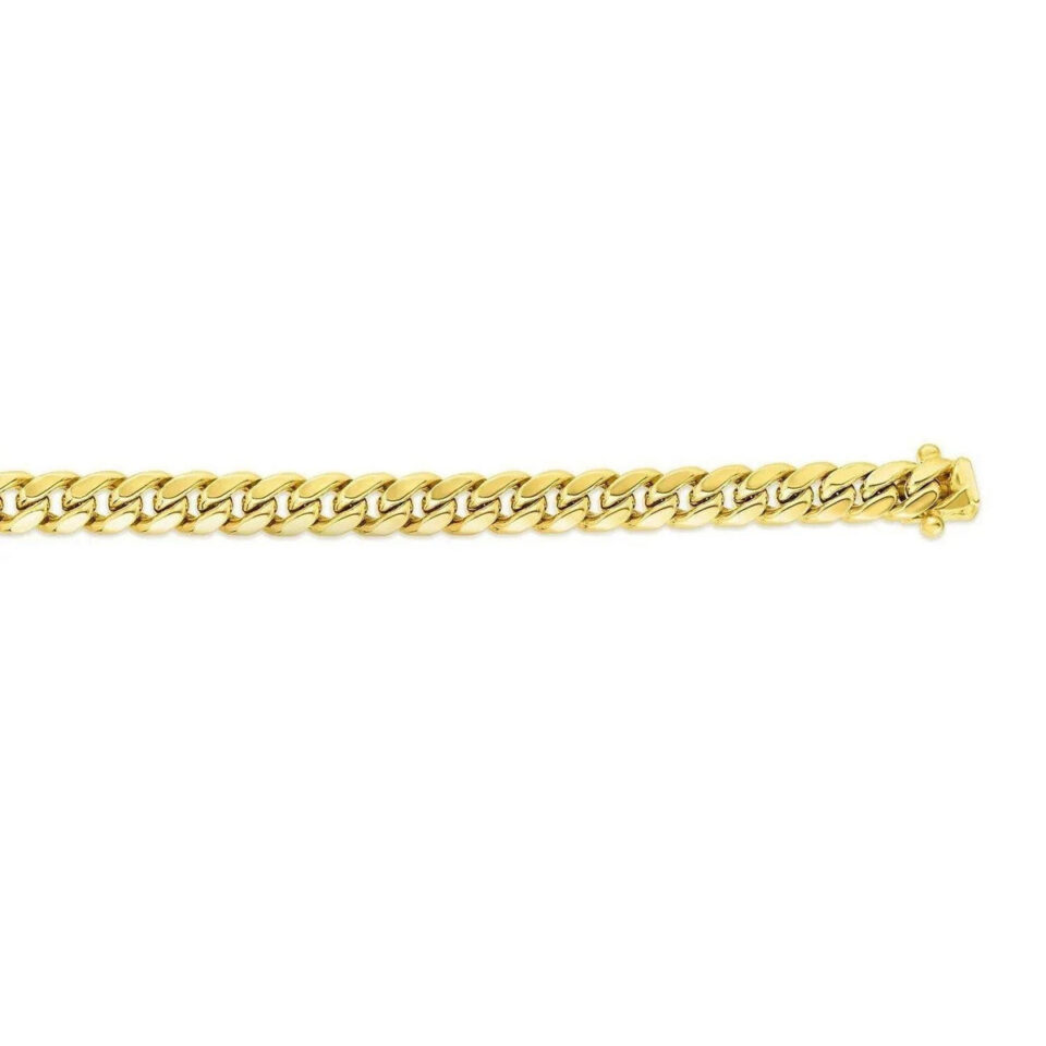 14K Yellow Gold Semi Solid Miami Cuban Chain, 5 mm