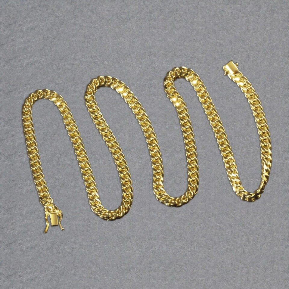 14K Yellow Gold Semi Solid Miami Cuban Chain, 5 mm