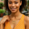 14K Yellow Gold Large Open Heart Necklace