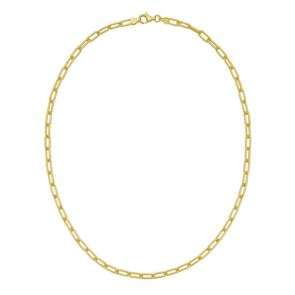 Sterling Silver, Gold Plated Paperclip Chain