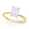 1 ct tw lab-grown diamond radiant solitaire ring in solid 10K yellow gold, engagement ring, view 2