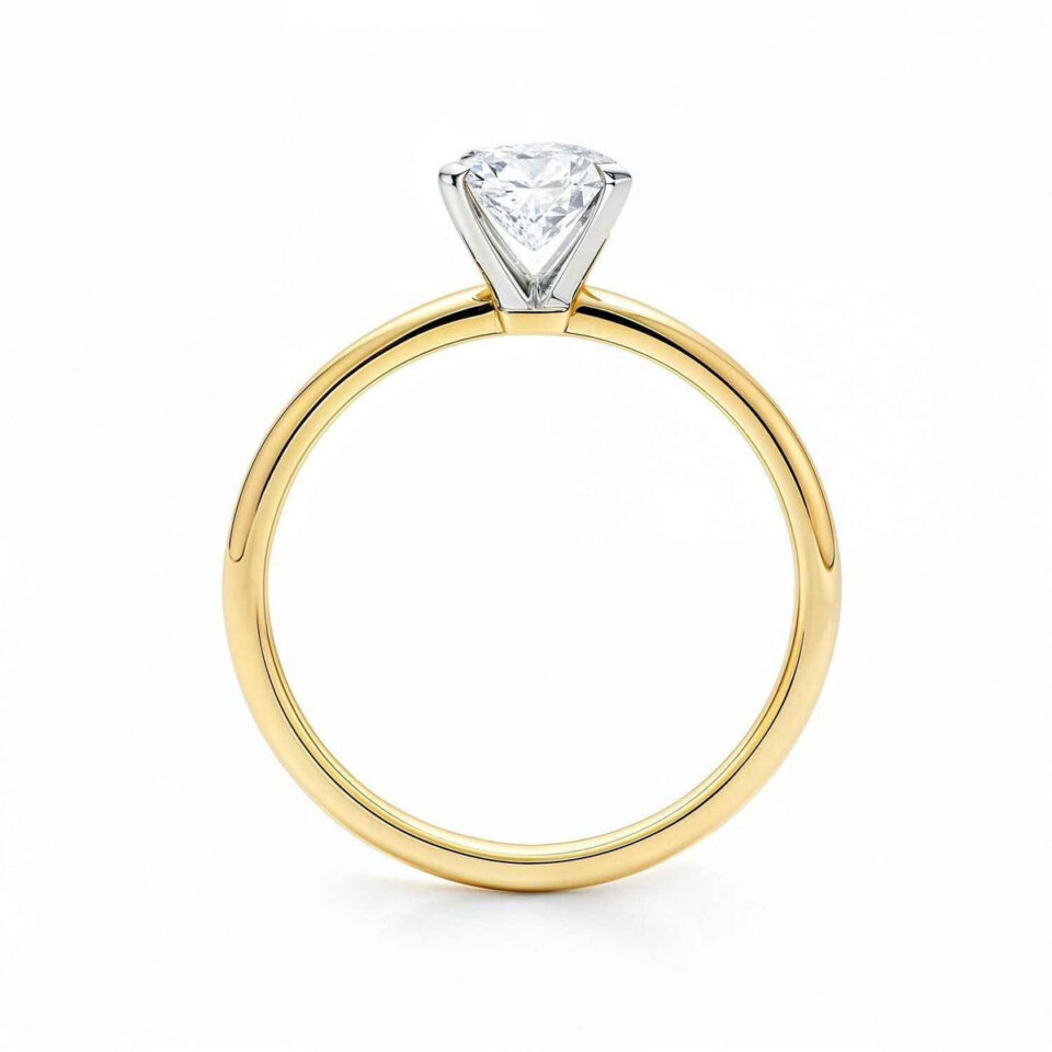 1 ct tw lab-grown diamond radiant solitaire ring in solid 10K yellow gold, engagement ring, view 3