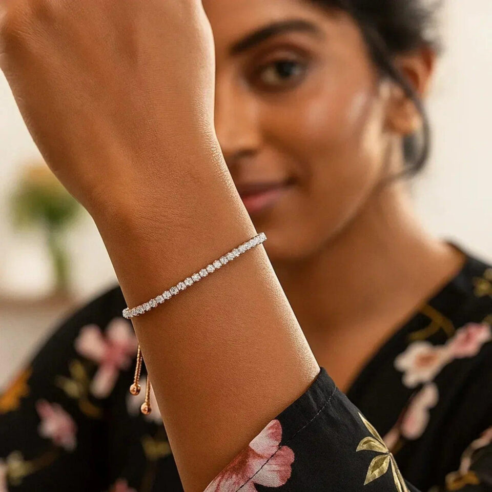 Sterling Silver Tennis Adjustable Bracelet