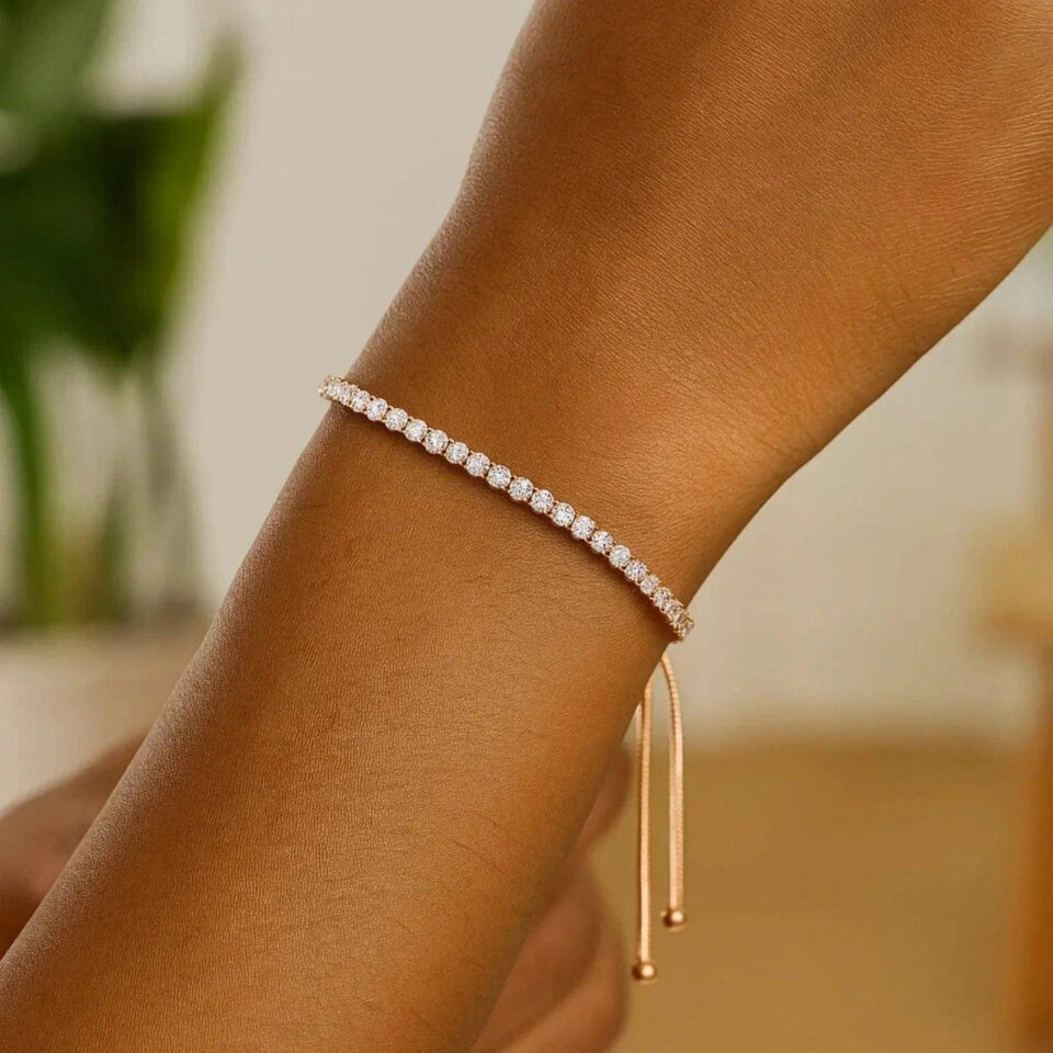Sterling Silver Tennis Adjustable Bracelet