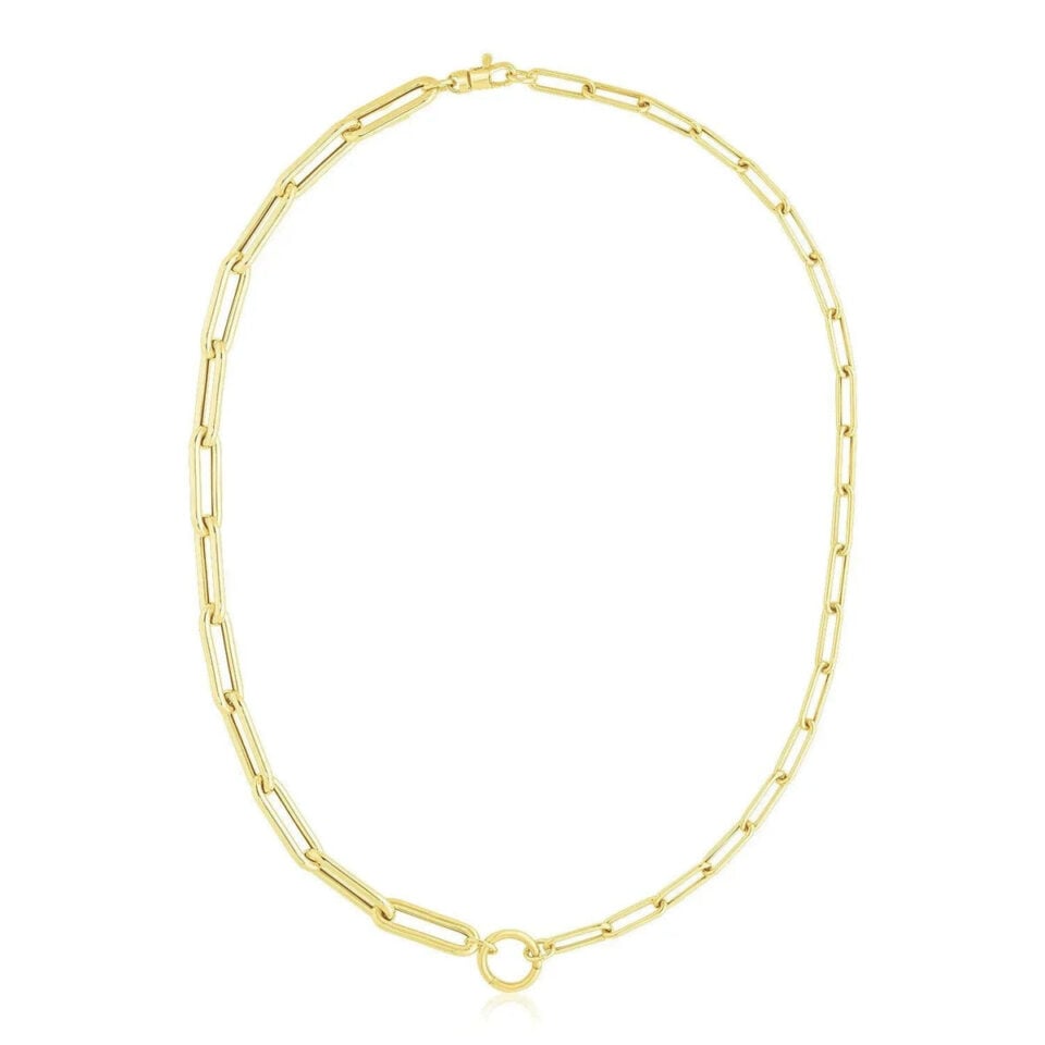 14K Yellow Gold Circle Paperclip Necklace