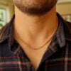 Moon bead chain in solid 14K yellow gold, view 5