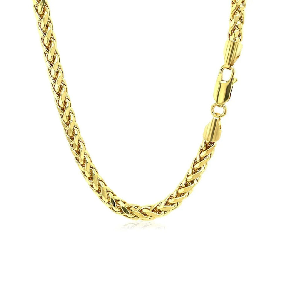 4.1mm franco round chain in solid 14K yellow gold, view 3