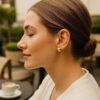 14K Yellow Gold Puffed Up Heart Stud Earrings