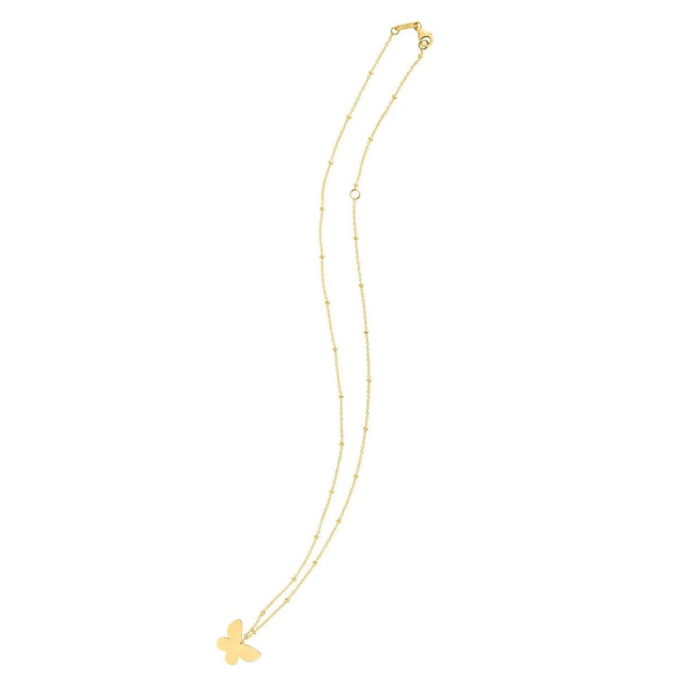 14K Yellow Gold Papillon Butterfly Necklace