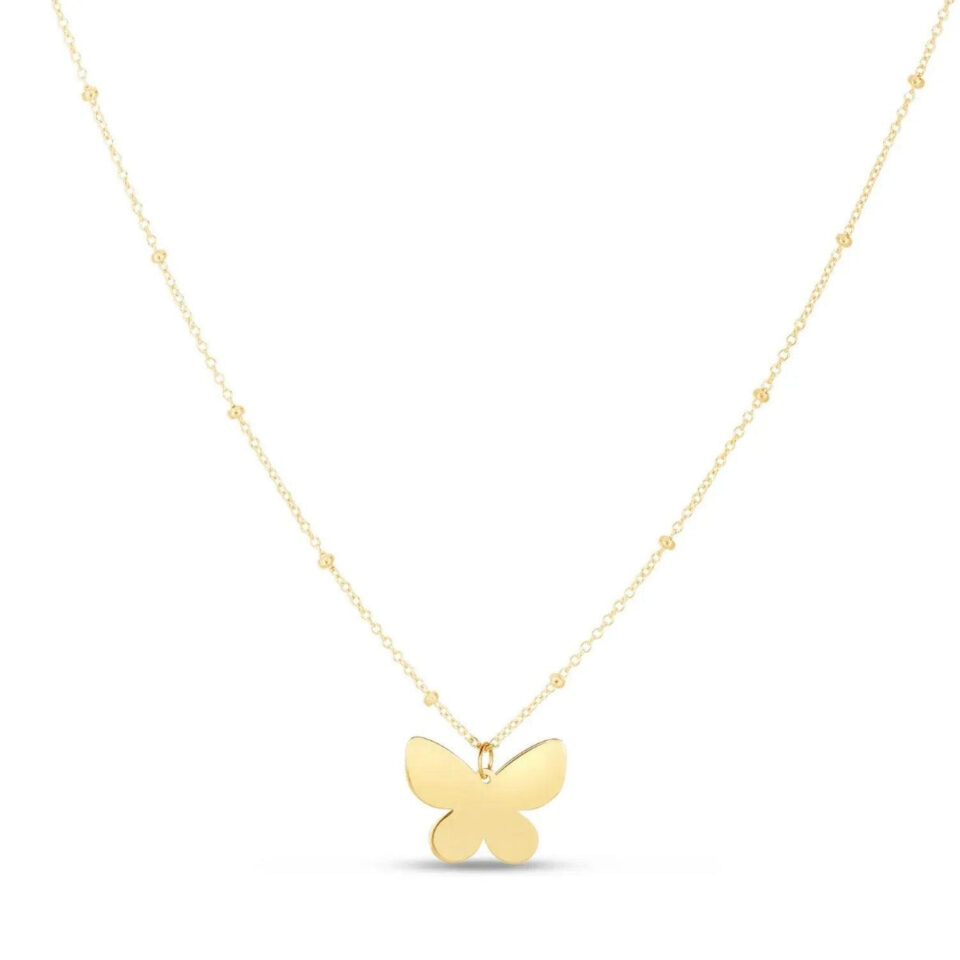 14K Yellow Gold Papillon Butterfly Necklace