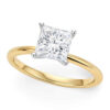 1 ct tw lab-grown diamond solitaire princess ring in solid 14K yellow gold, engagement ring, view 2