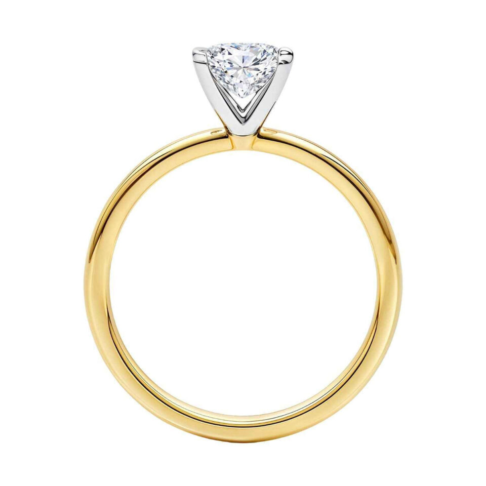 1 ct tw lab-grown diamond solitaire princess ring in solid 14K yellow gold, engagement ring, view 3