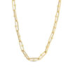 Elongated paperclip jax link necklace in solid 14K yellow gold