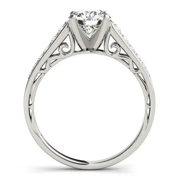 1 1/4 ct tw lab-grown diamond cathedral engagement ring in solid 14K white gold, view 4