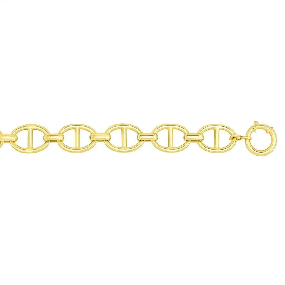 Mariner oval necklace in solid 14K yellow gold, view 4