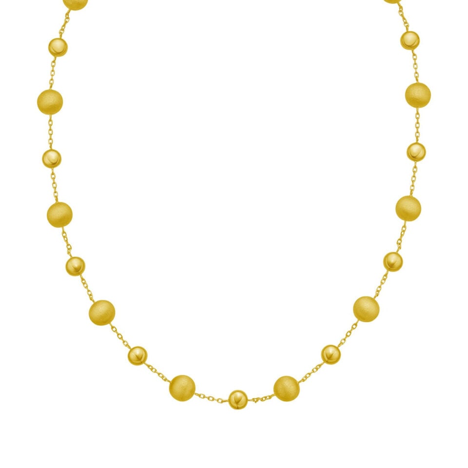 14K Yellow Gold Polished and Satin Pebble