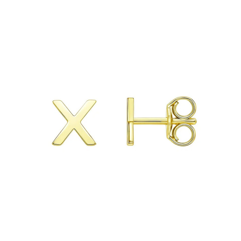 14K Yellow Gold Yours Truly Initial X Stud