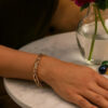 Beaded oval bracelet in solid 14K yellow gold, view 2