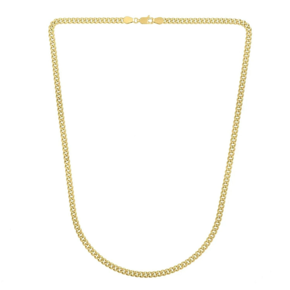 3.6 mm light gourmette chain in solid 14K yellow gold, view 3