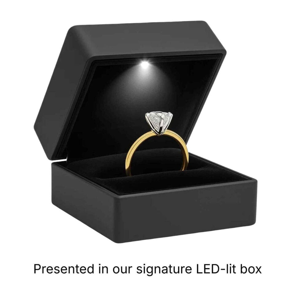 2 ct lab-grown diamond solitaire oval ring in solid 10K yellow gold, engagement ring, view 5