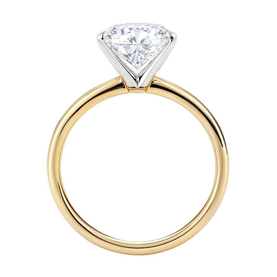 2 ct lab-grown diamond solitaire oval ring in solid 10K yellow gold, engagement ring, view 3