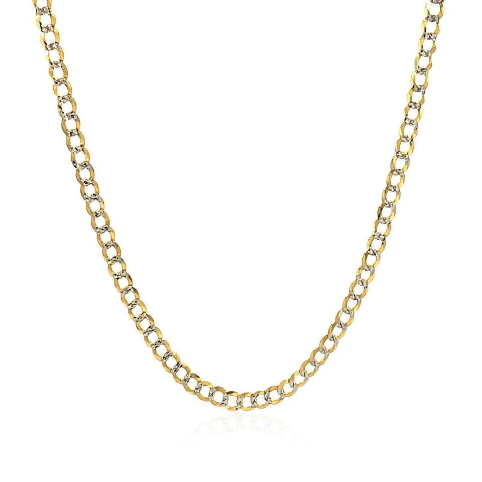 14k Two Tone Gold Pave Curb Chain
