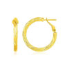 Twisted round hoop earrings in solid 14K yellow gold