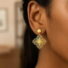 14K Yellow Gold Flower Cutout Earrings