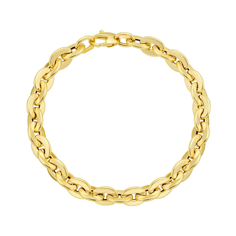 14K Yellow Gold Mirror Rolo Link Chain Bracelet