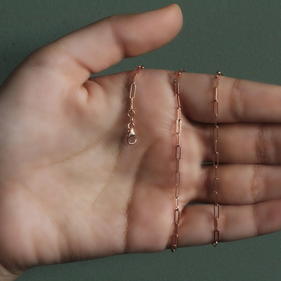 14K Rose Gold Paperclip Chain