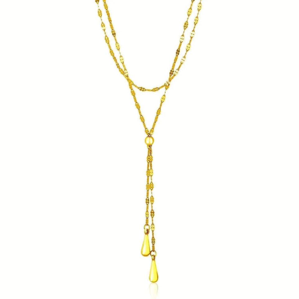 14K Yellow Gold Heart Necklace Double