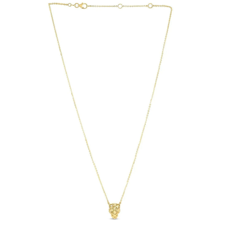 14K Yellow Gold Panther Head Necklace