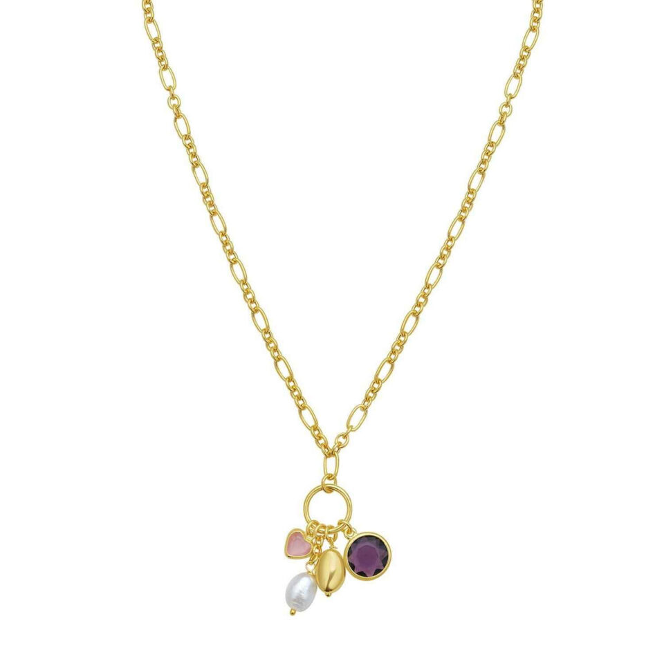 Sterling Silver, Rhodium Plated Charm Necklace