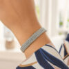 Sterling Silver Woven Rope Sapphire Bracelet
