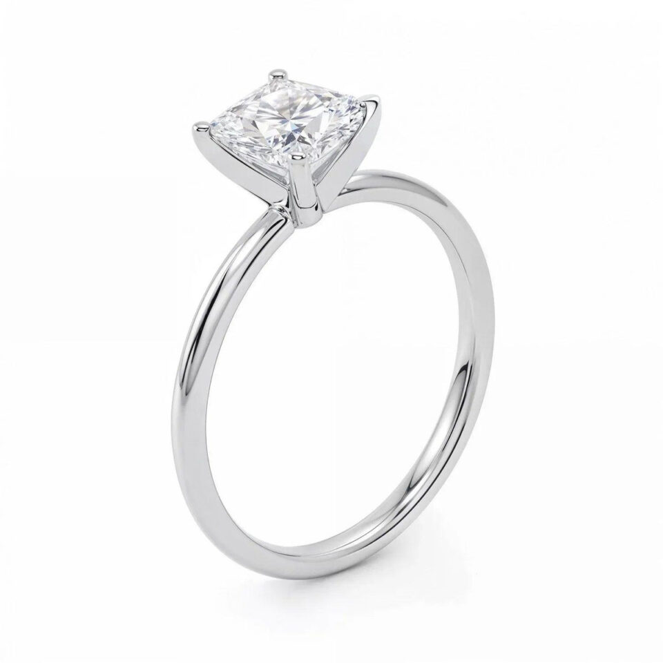 1.50 ct princess lab-grown diamond ring in solid 14K white gold, view 4