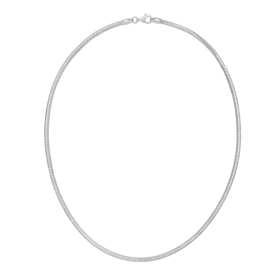 Sterling Silver Rhodium Plated Octagonal Snake