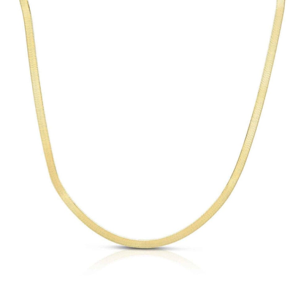 Sterling Silver, Gold Plated Herringbone Chain