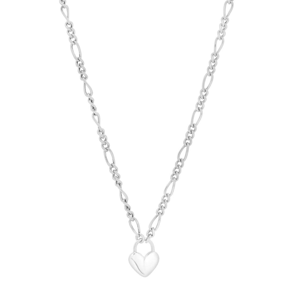 Sterling Silver, Rhodium Plated Heart Necklace