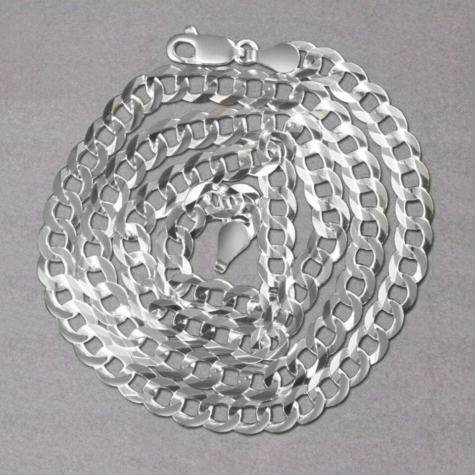 Sterling Silver, Rhodium Plated Curb Chain