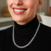Sterling Silver, Rhodium Plated Curb Chain
