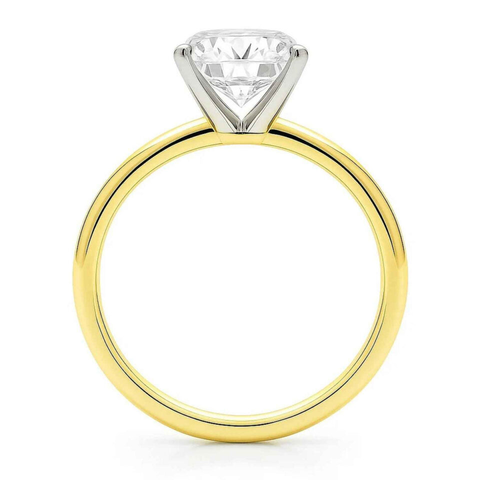 5 ct lab-grown diamond radiant solitaire ring in solid 10K yellow gold, engagement ring, view 3